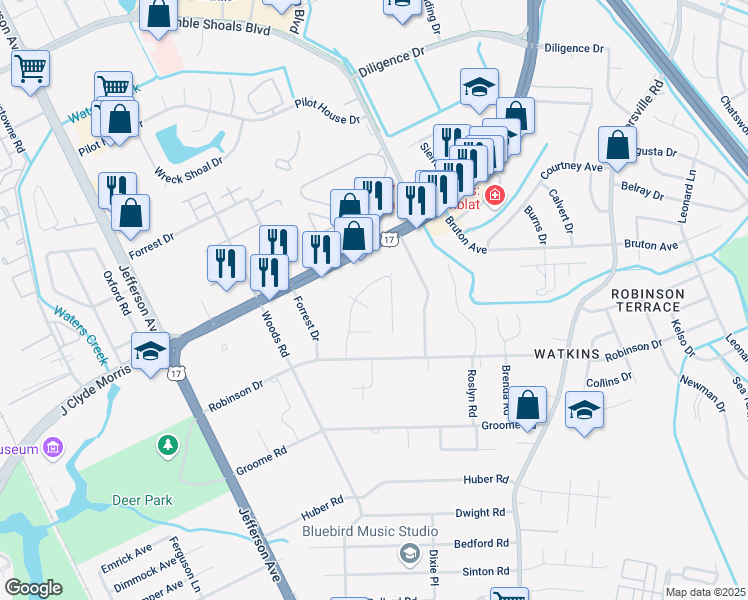 map of restaurants, bars, coffee shops, grocery stores, and more near 713 Lance Drive in Newport News