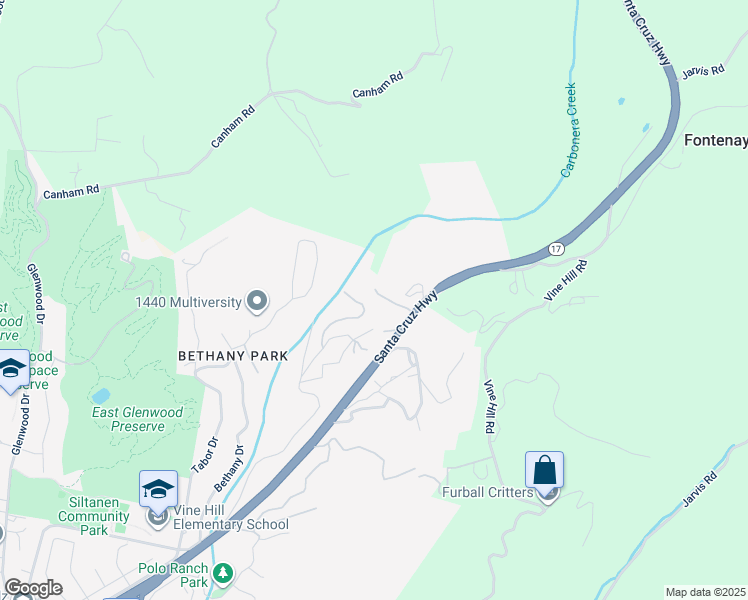 map of restaurants, bars, coffee shops, grocery stores, and more near 7200 California 17 in Scotts Valley