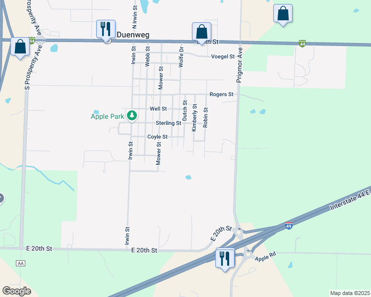 map of restaurants, bars, coffee shops, grocery stores, and more near 504 Lockhart Street in Joplin