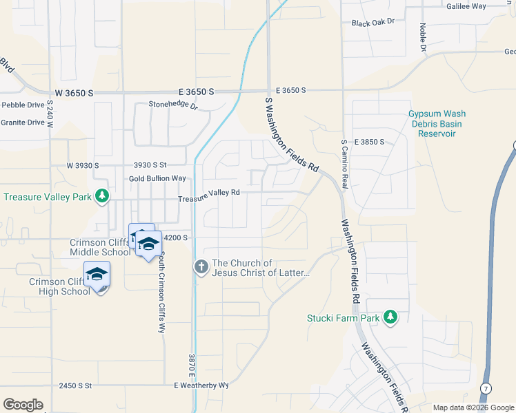 map of restaurants, bars, coffee shops, grocery stores, and more near 4083 South 490 East in Washington