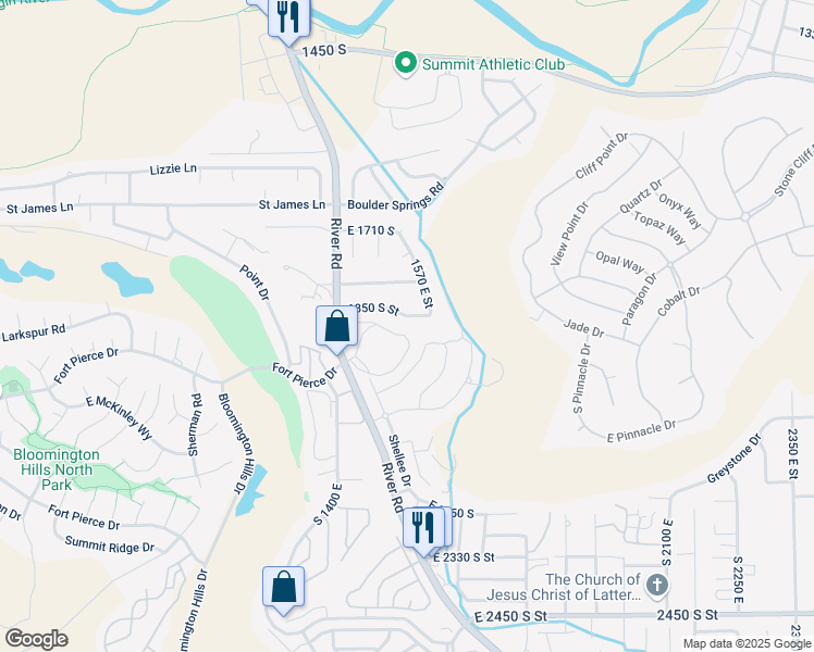 map of restaurants, bars, coffee shops, grocery stores, and more near 1546 East 1850 South in St. George