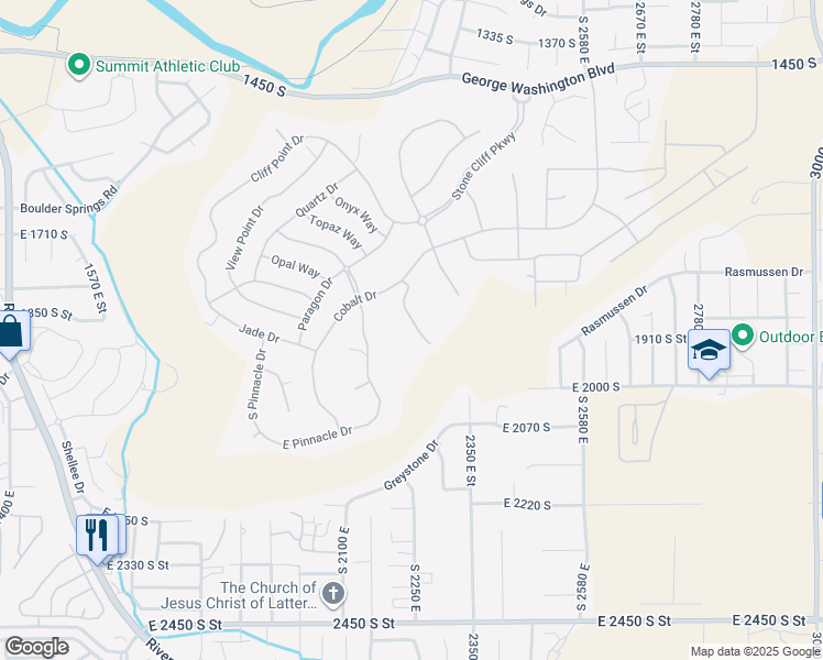 map of restaurants, bars, coffee shops, grocery stores, and more near 2240 East Street in St. George