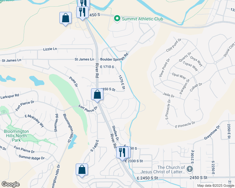 map of restaurants, bars, coffee shops, grocery stores, and more near 1546 East 1850 South in St. George