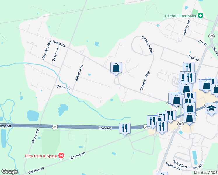 map of restaurants, bars, coffee shops, grocery stores, and more near 5800 Kathy Drive in Paducah