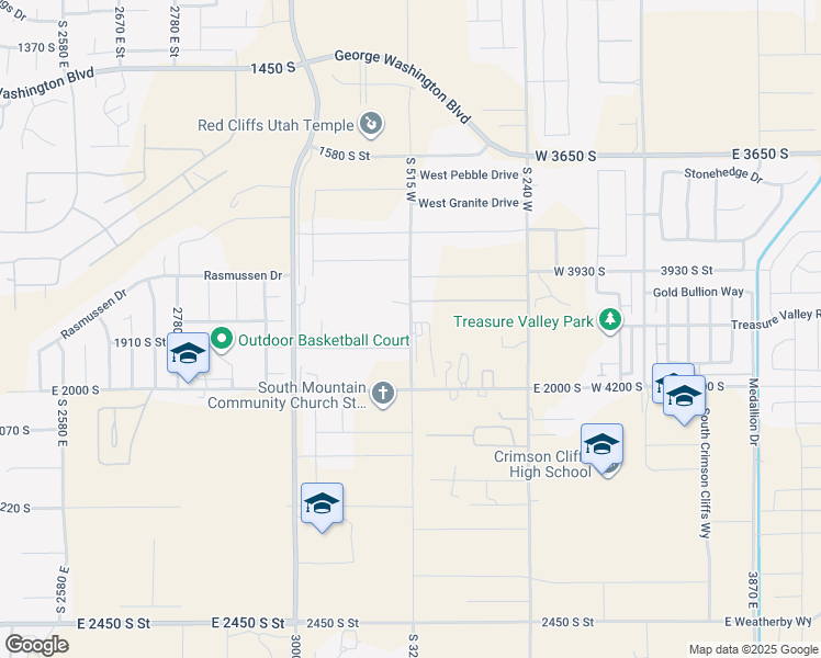 map of restaurants, bars, coffee shops, grocery stores, and more near 3210 East in St. George
