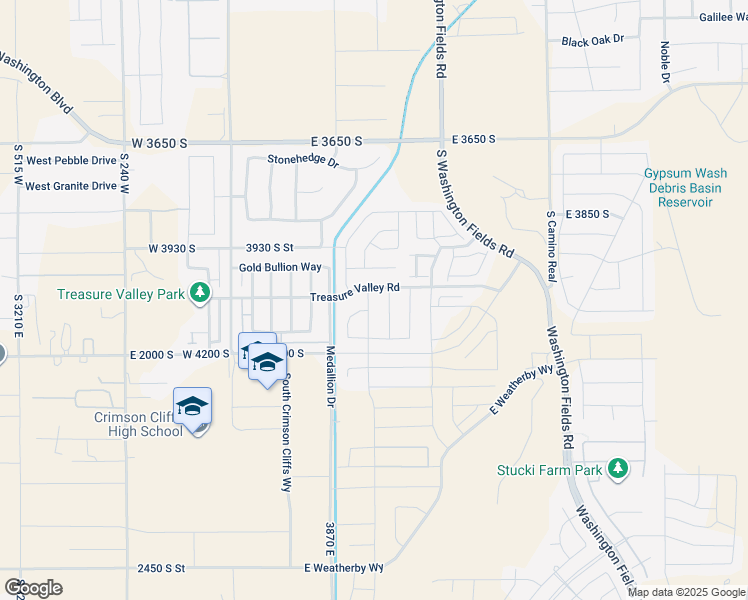 map of restaurants, bars, coffee shops, grocery stores, and more near 4047 South 380 East in Washington
