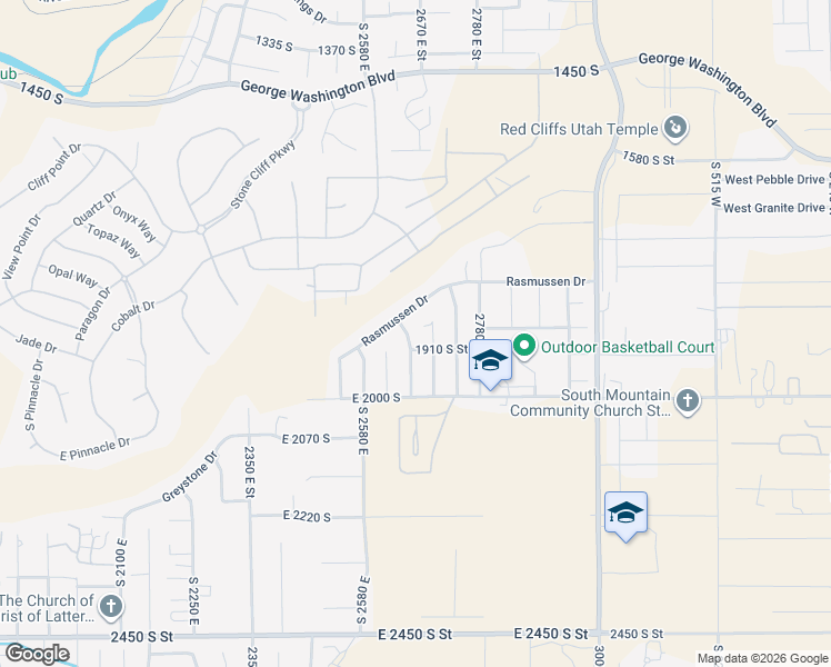 map of restaurants, bars, coffee shops, grocery stores, and more near 1887 2660 East Street in St. George