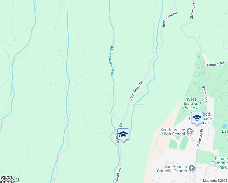 map of restaurants, bars, coffee shops, grocery stores, and more near 2340 McKenzie Creek Road in Scotts Valley