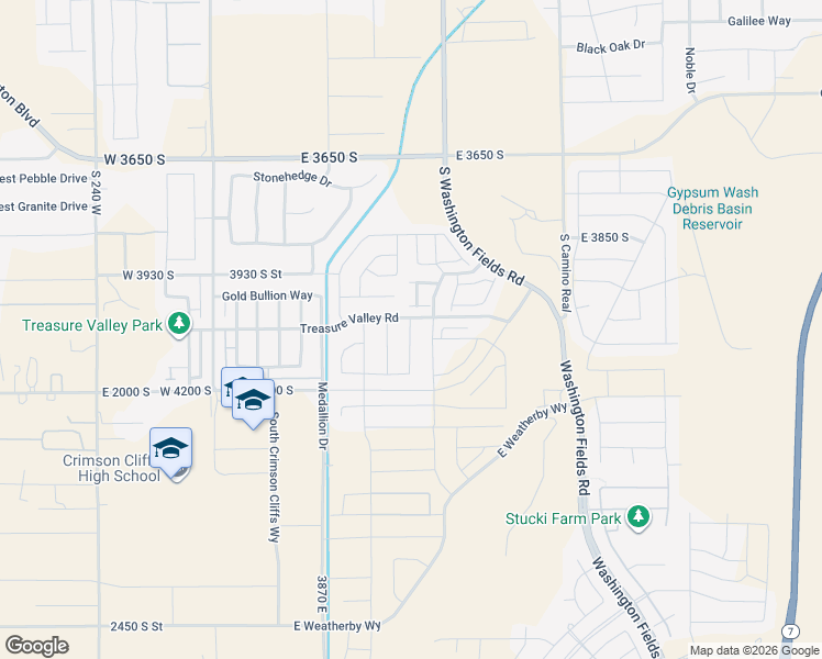 map of restaurants, bars, coffee shops, grocery stores, and more near 4159 South 490 East in Washington