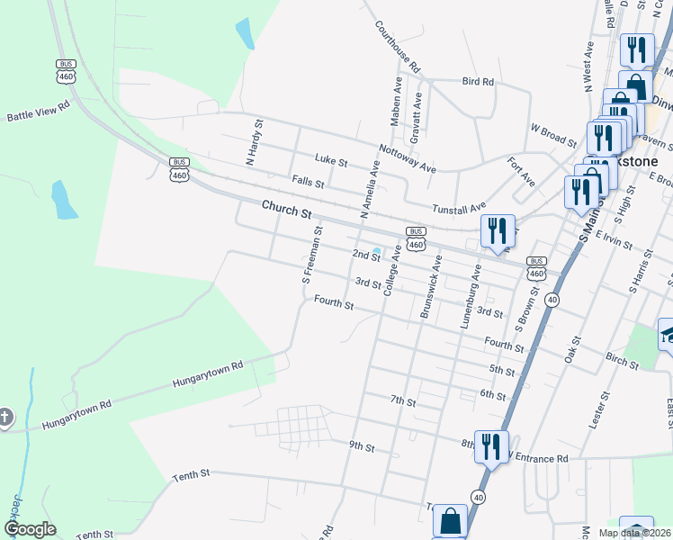 map of restaurants, bars, coffee shops, grocery stores, and more near 704 3rd Street in Blackstone