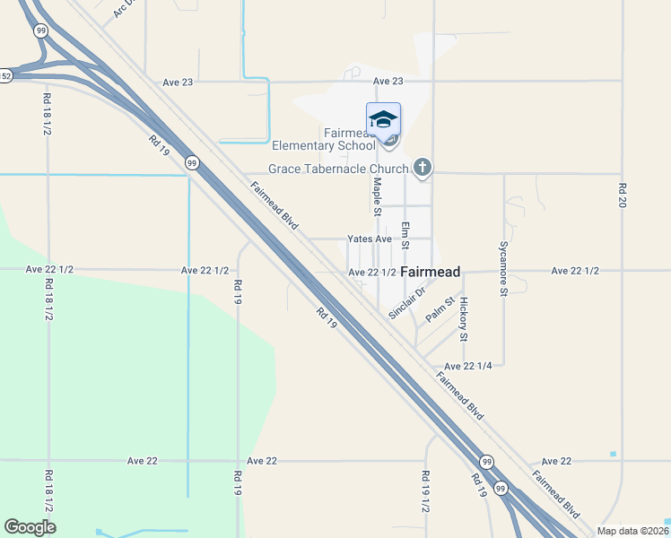 map of restaurants, bars, coffee shops, grocery stores, and more near 19199 Avenue 22 in Chowchilla
