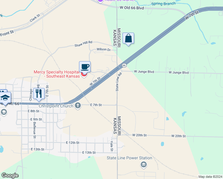 map of restaurants, bars, coffee shops, grocery stores, and more near 418 State Line Road in Galena