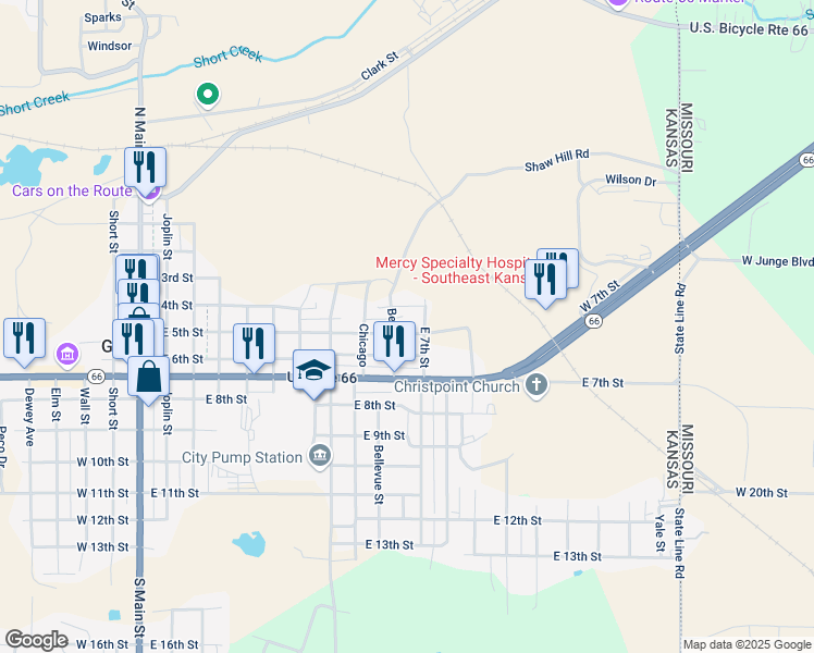 map of restaurants, bars, coffee shops, grocery stores, and more near 1001-1013 East 4th Street in Galena