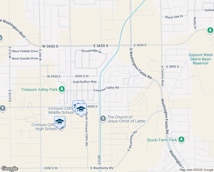 map of restaurants, bars, coffee shops, grocery stores, and more near 334 East 3975 South in Washington