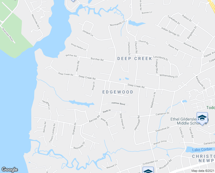 map of restaurants, bars, coffee shops, grocery stores, and more near 37 Whits Court in Newport News
