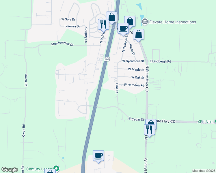 map of restaurants, bars, coffee shops, grocery stores, and more near 469 Magnolia Lane in Nixa