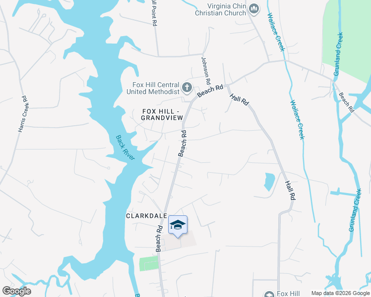 map of restaurants, bars, coffee shops, grocery stores, and more near 214 Beach Road in Hampton