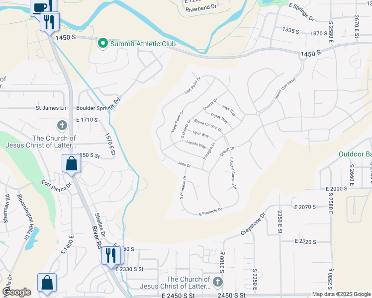 map of restaurants, bars, coffee shops, grocery stores, and more near 1933 View Point Drive in Saint George