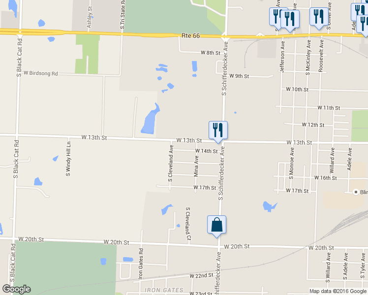 map of restaurants, bars, coffee shops, grocery stores, and more near 3011 W 14th St in Joplin
