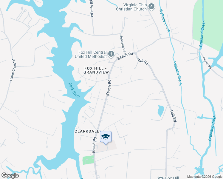 map of restaurants, bars, coffee shops, grocery stores, and more near 6 Willow Road in Hampton