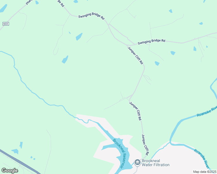 map of restaurants, bars, coffee shops, grocery stores, and more near 1195 Juniper Cliff Road in Brookneal