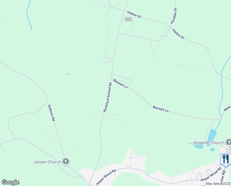 map of restaurants, bars, coffee shops, grocery stores, and more near 13904 Rockford School Road in Hurt