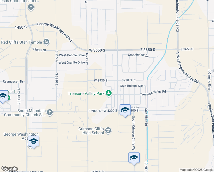 map of restaurants, bars, coffee shops, grocery stores, and more near West Prosperity Way in Washington