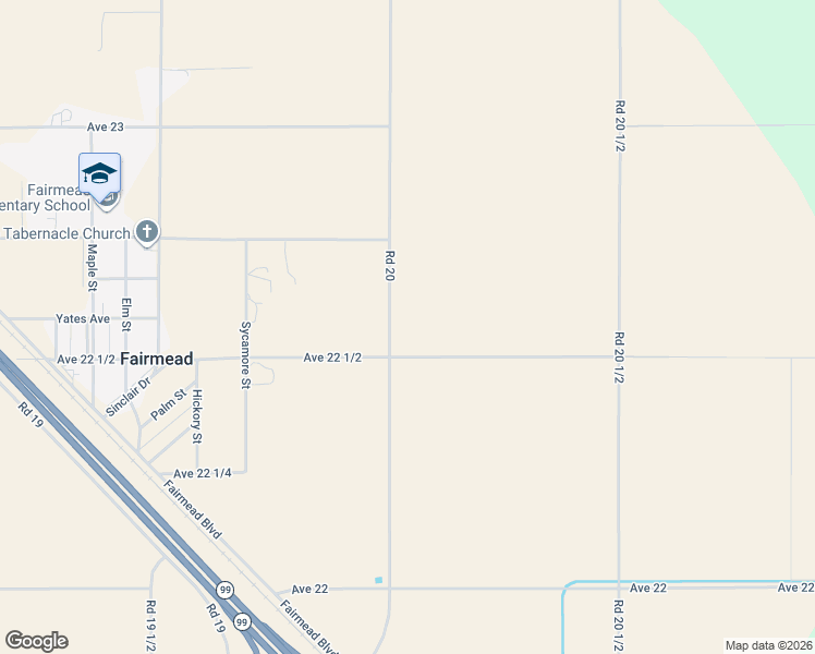 map of restaurants, bars, coffee shops, grocery stores, and more near 22581 Road 20 in Chowchilla