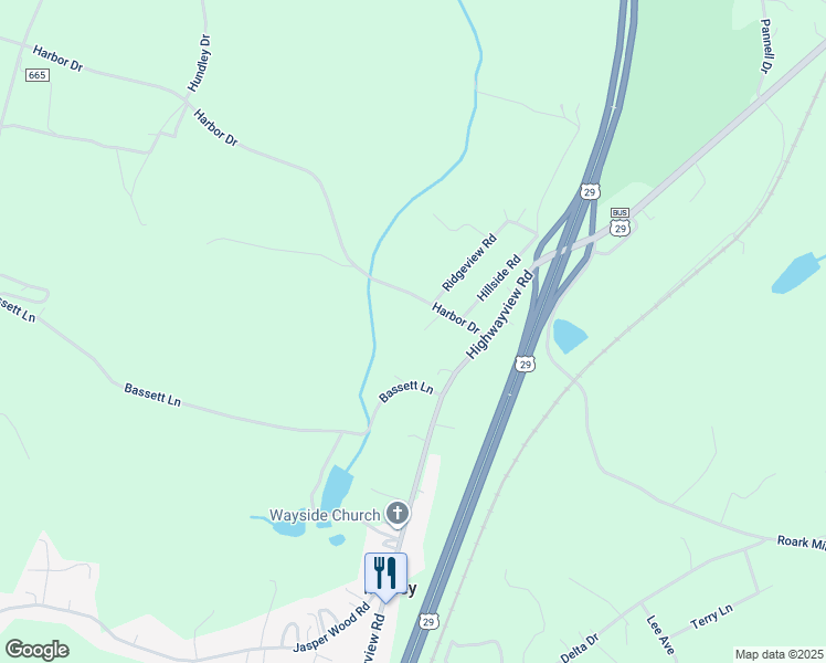 map of restaurants, bars, coffee shops, grocery stores, and more near 205 Harbor Drive in Hurt