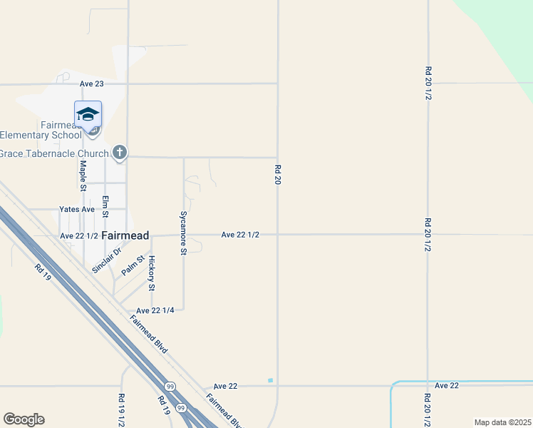 map of restaurants, bars, coffee shops, grocery stores, and more near 22574 Road 20 in Chowchilla