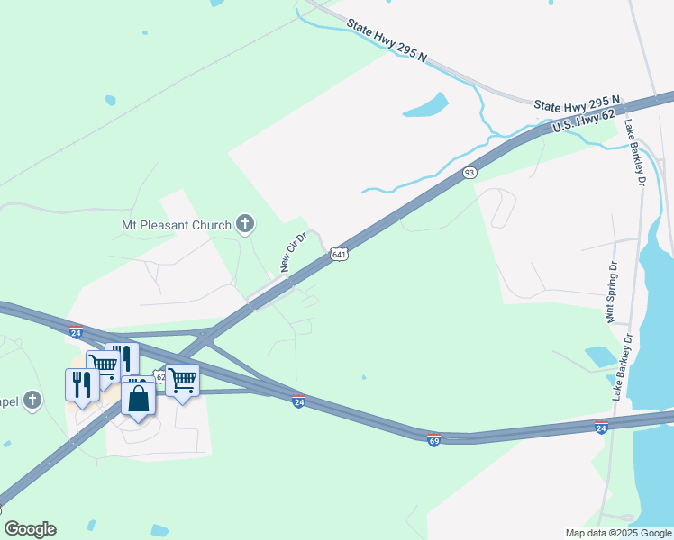 map of restaurants, bars, coffee shops, grocery stores, and more near 1613 U.S. 62 in Eddyville