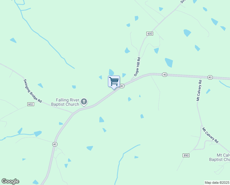 map of restaurants, bars, coffee shops, grocery stores, and more near 54 Moore Lane in Brookneal