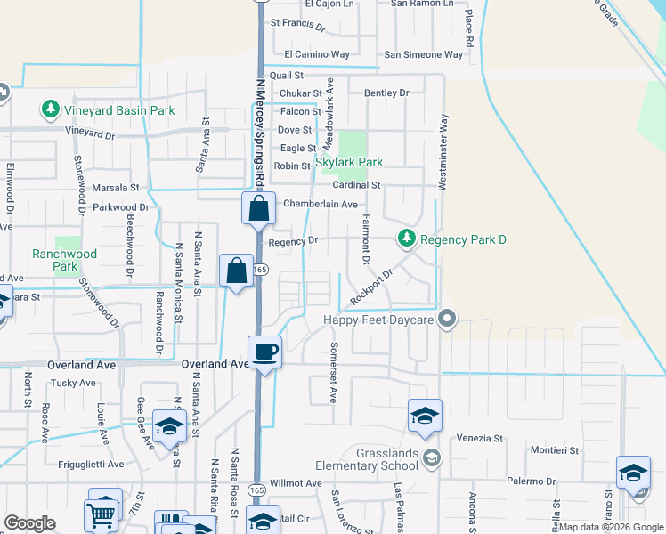 map of restaurants, bars, coffee shops, grocery stores, and more near 436 Mercey Springs Road in Los Banos