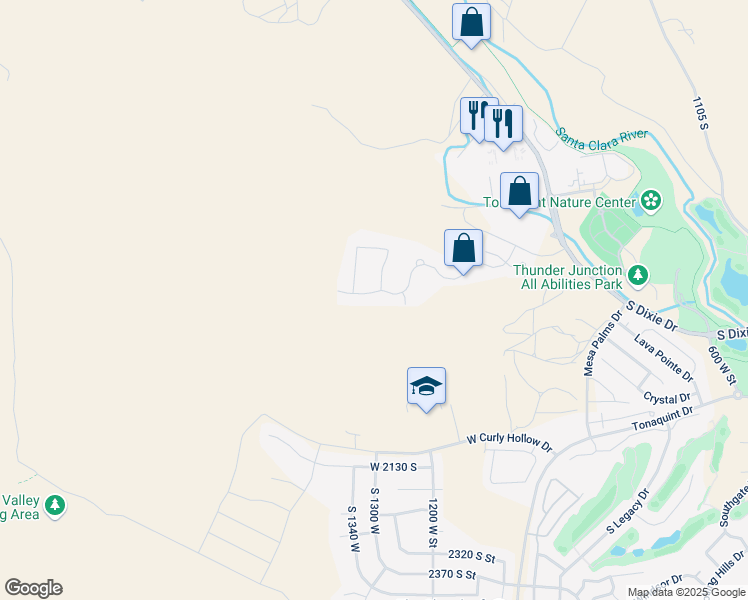 map of restaurants, bars, coffee shops, grocery stores, and more near 1327 Province Way in St. George