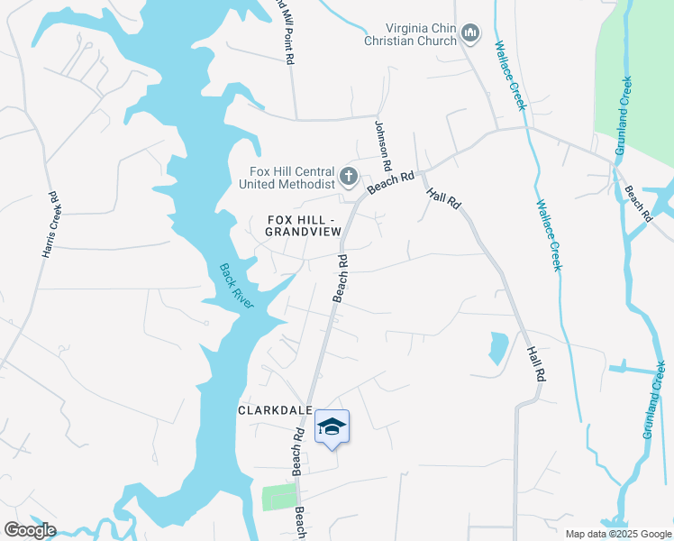 map of restaurants, bars, coffee shops, grocery stores, and more near 301 Beach Road in Hampton