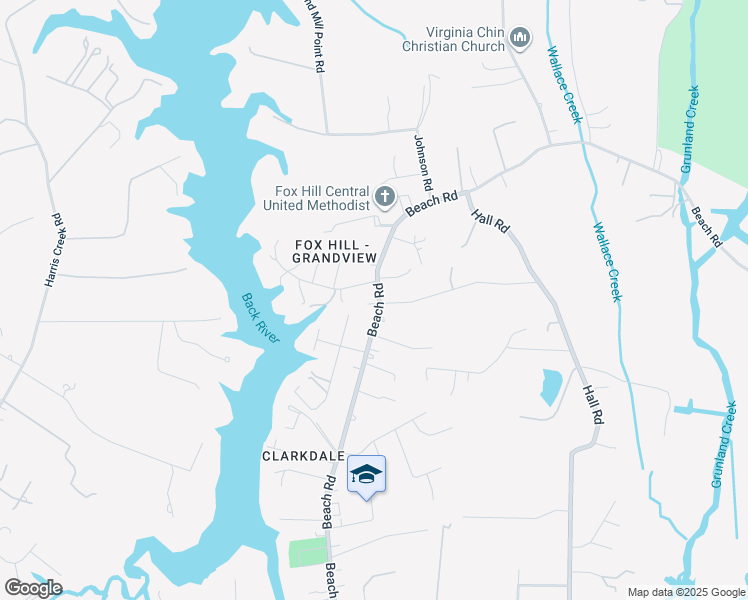 map of restaurants, bars, coffee shops, grocery stores, and more near 301 Beach Road in Hampton