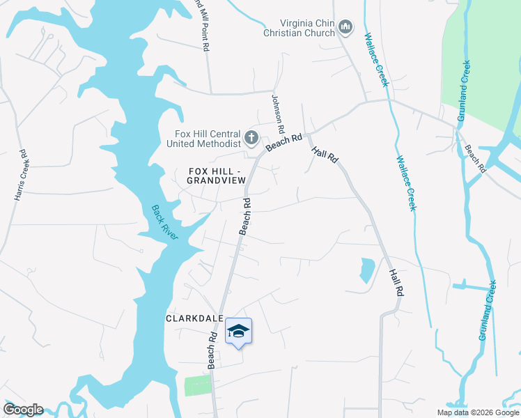 map of restaurants, bars, coffee shops, grocery stores, and more near 6 Willow Road in Hampton