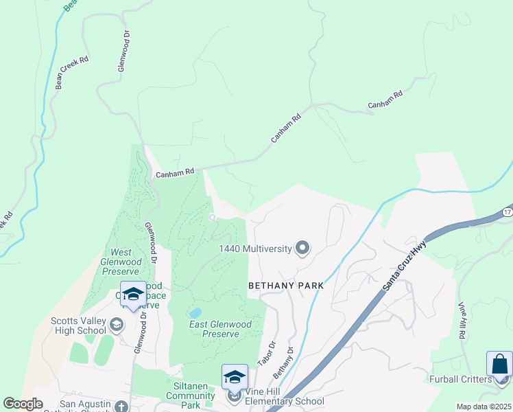 map of restaurants, bars, coffee shops, grocery stores, and more near 322 Canham Road in Scotts Valley