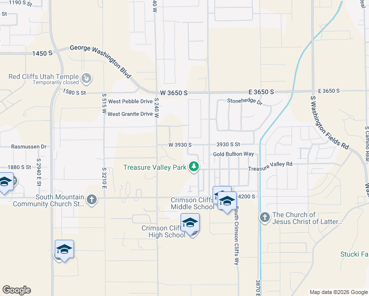 map of restaurants, bars, coffee shops, grocery stores, and more near 3944 South Luxury Lane in Washington