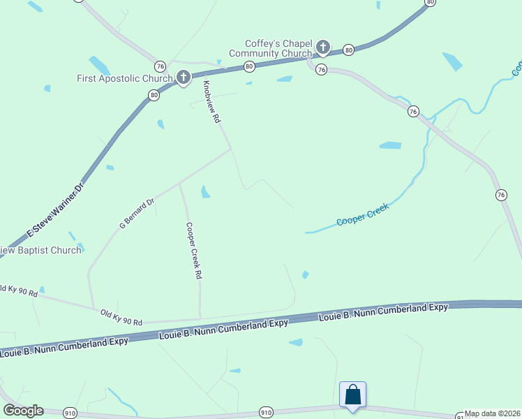 map of restaurants, bars, coffee shops, grocery stores, and more near Knobview Road in Russell Springs