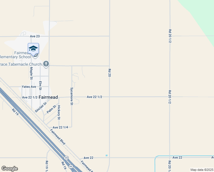 map of restaurants, bars, coffee shops, grocery stores, and more near 22574 Road 20 in Chowchilla