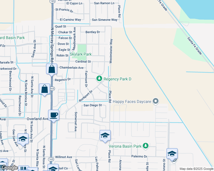 map of restaurants, bars, coffee shops, grocery stores, and more near 1542 Rockport Drive in Los Banos