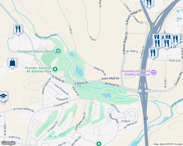map of restaurants, bars, coffee shops, grocery stores, and more near 1898 South 490 West Circle in St. George