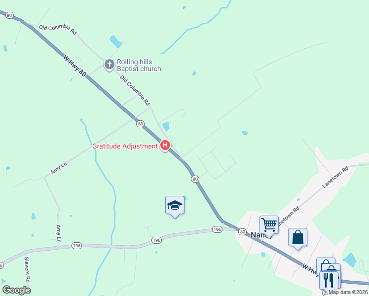 map of restaurants, bars, coffee shops, grocery stores, and more near 424 Old Columbia Road in Nancy