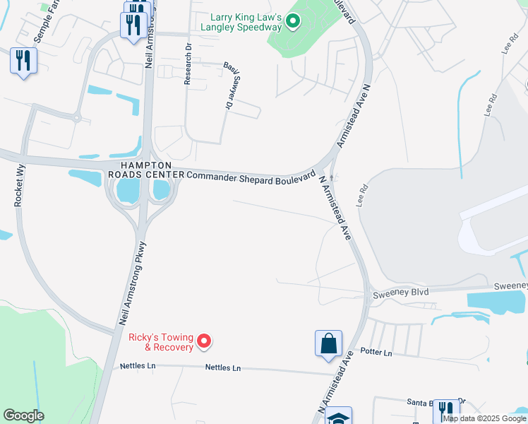map of restaurants, bars, coffee shops, grocery stores, and more near 45 Tidewater Drive in Hampton