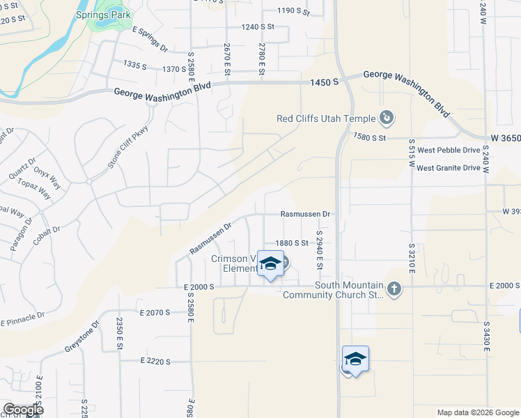 map of restaurants, bars, coffee shops, grocery stores, and more near 2935 South 2760 East in St. George