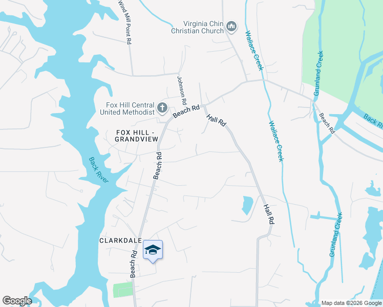 map of restaurants, bars, coffee shops, grocery stores, and more near 12 Holston Lane in Hampton