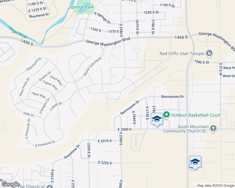 map of restaurants, bars, coffee shops, grocery stores, and more near 2567 Slate Lane in St. George