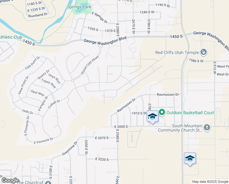 map of restaurants, bars, coffee shops, grocery stores, and more near 2567 Slate Lane in St. George