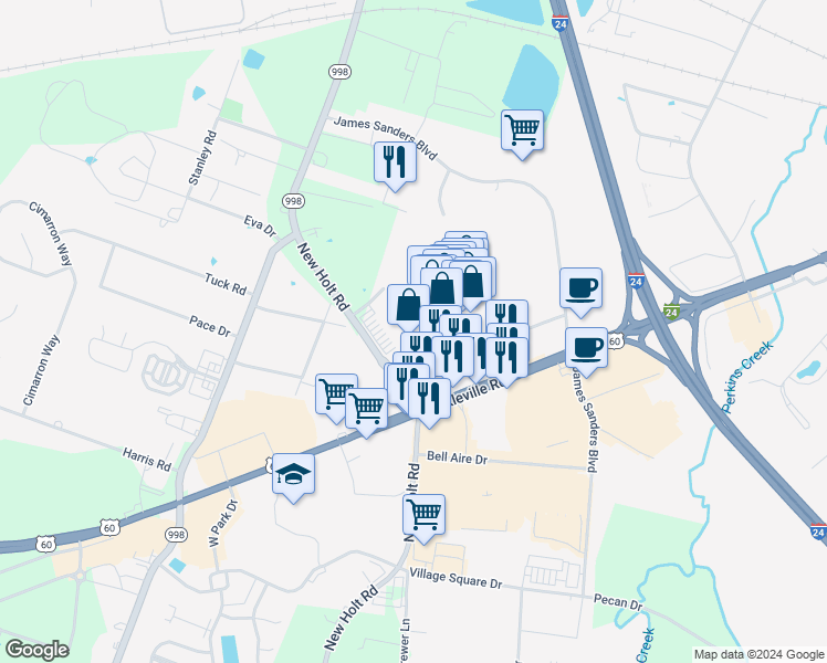 map of restaurants, bars, coffee shops, grocery stores, and more near 5101 Hinkleville Road in Paducah